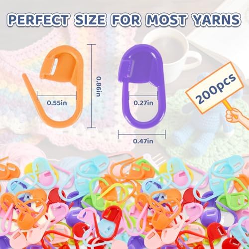 LKbeuuu 200 Pcs Locking Stitch Markers Set, Comes with a Storage Case