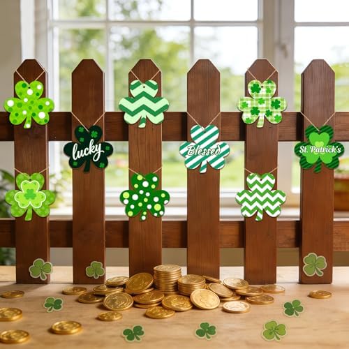 80PCS Wooden Shamrock Ornaments to Paint St. Patrick's Day Decorations, 8 Styles DIY Blank Unfinished Wood Shamrock Cutouts Ornament for Tree Home Crafts Hanging Gifts Indoor Spring Farmhouse
