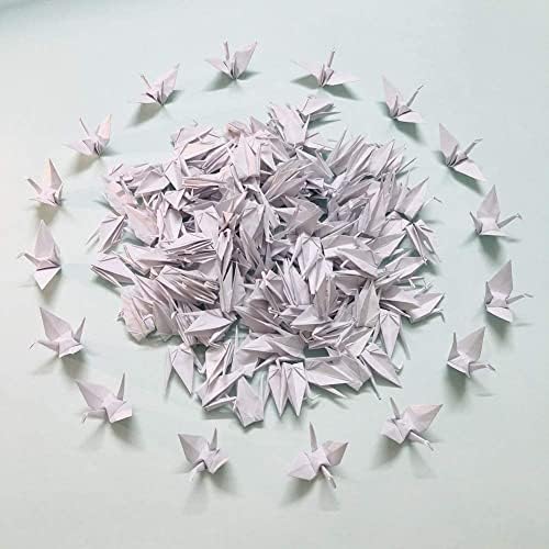 150Pcs 7cm Premade Red Origami Paper Cranes Folded Origami Birds DIY Hanging Paper Garlands for Wedding Party Decorations Birthday Bday Bridal Shower Backdrop Décor Peace Dove Good Luck (White, 7CM)