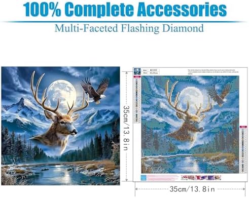 Lophomie Diamond Art Kits for Adults, 5D Deer & Eagle Diamond Painting Kits