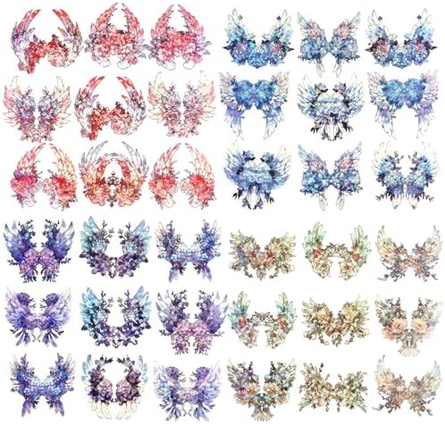 40Pcs Large Gilt Flower Wings Stickers for Scrapbooking,Self-Adhesive Floral WingsStickers Scrapbook Supplies Journaling Stickers for Water Bottle Adult Card Making Letters DIY Cards Decoration