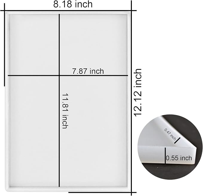 RESINWORLD Large Deep Flat Tray Mold with Handles, Rectangle Silicone Mold for Resin Casting