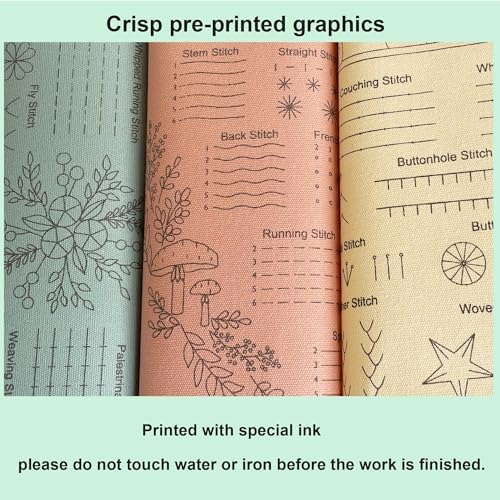 Myfilicity Embroidery Beginners Stitch Practice kit, 3 Embroidery Starter Kits, Learn 30 Different Stitching Techniques for Craft Enthusiasts to Hand-Stitch Fabric and Learn Embroidery Skills…
