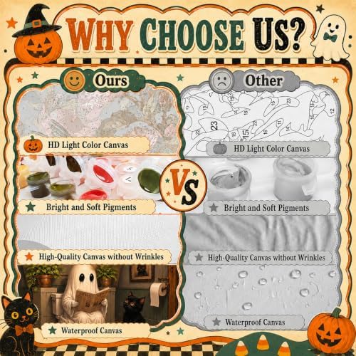 Halloween Paint by Numbers Kit for Adults Framed with Easel, 8x12 in