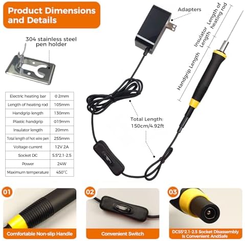 FIRElood Foam Cutter, 10cm Hot Wire Styrofoam Cutter Tool, Electric hot Knife for DIY,Art Making, Foam Carving (black, 100mm), Electronic Transformer Adaptor