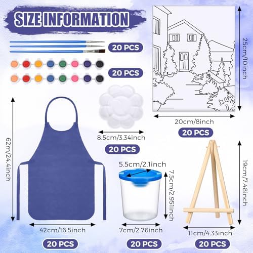 Sherr 140 Pcs 20 Set Pre Drawn Canvas Painting Kit, Sceneries