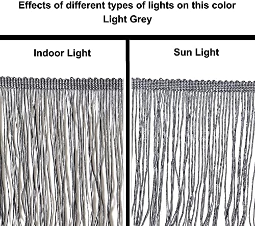 10 Yards of 4" Long Chainette Fringe Thread Yarn Tassel Trim Braid Fringe for Crafts Sewing and Decor- Grey