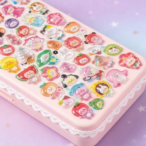 Kawaii Cartoon Animal Stickers - 3D Gel Puffy Sticker Pack, Cute Waterproof Decals for Water Bottle Laptop Skateboard Phone, Scrapbooking Supplies, Teacher Rewards DIY Crafts & Gift Decorations