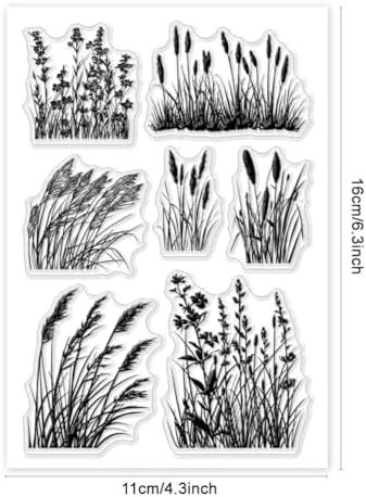 PH PandaHall Grass Weed Clear Stamps for Card Making, Clear Silicone Stamp Transparent Craft Seal Stamp Plants for Photo Scrapbooking Painting Crafting Album Journal Decor