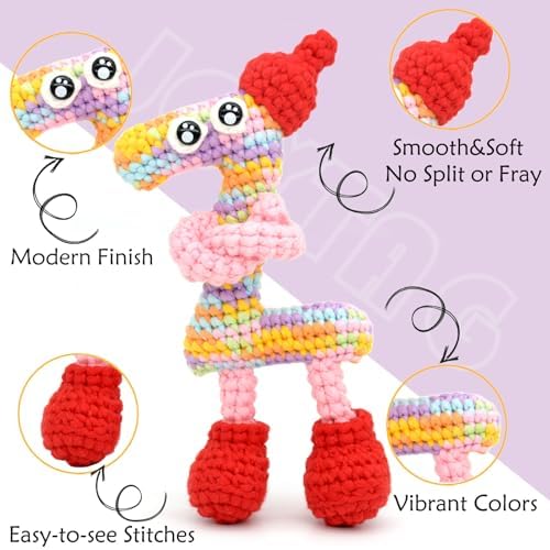 50g Rainbow Beginner Crochet Yarn for Crocheting and Knitting Multicolor Cotton Crochet Yarn for Beginners Cotton Easy Yarn for Beginners(Pastel Rainbow)