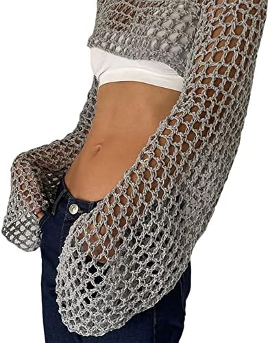 KEOMUD Women Crochet Tops Y2K Hollow Knit Bolero Shrug