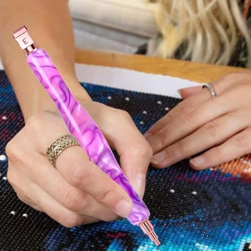 Diamond Art Pens Diamond Art Tools Painting Pen with Screw Metal Tips Multi-placer Tool Accessories for Adults Gem Rhinestone Picker Stylus Pink Purple