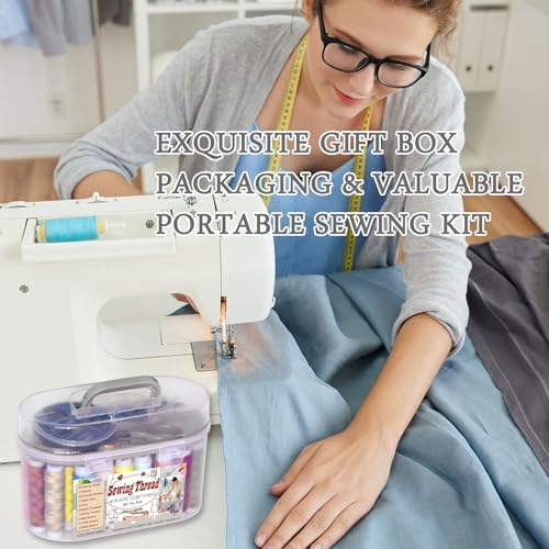40 Spools of Sewing Thread,Gift Box Portable Basic Sewing Repair Kits (Grey)