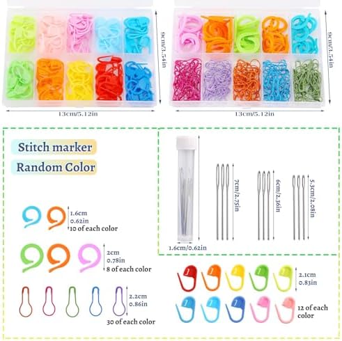 Hssugi 326PCS Stitch Marker, Crochet Knitting Markers with Sewing Needles