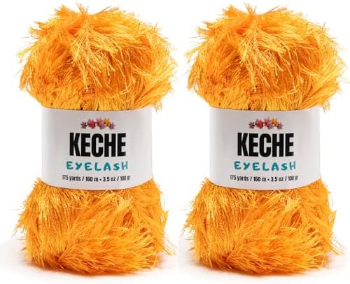 Eyelash Fun Fur Yarn - Premium Soft Crochet Yarn DIY Hand Knitting 100% Polyester 175 Yds 3.53 Oz (Pack of 2) - Orange