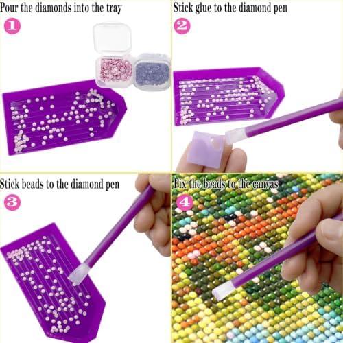 52PCS Purple 5D Diamond Art Painting Tools and Accessories Kits,with 12 Plastic Diamond Art Painting Trays,30pcs Glue Clay,10 Diamond Art Painting pens,Diamond Art Painting DIY Accessories