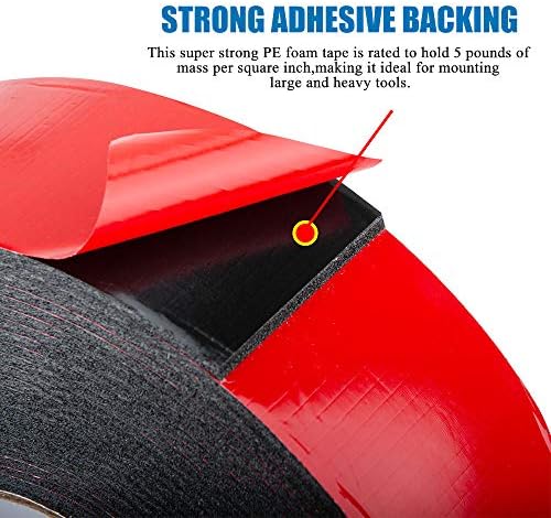 ToLanbbt Double Sided Foam Tape 2.36In x 33FT, Mounting Tape Heavy Duty, Strong Adhesive Weatherproof Seal Strips for DIY Craft Picture Poster, Car & Gap Filling Mountings, Home Office Decor (Black)