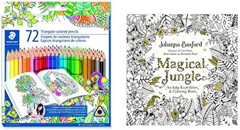 Staedtler 72-Count Wood Colored Pencil Set with Johanna Basford's Magical Jungle Coloring Book