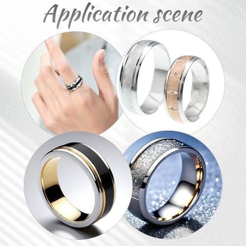 Ring Blanks, 14 Pcs Stainless Steel Finger Rings Grooved Core Inlay Blank Rings US Size 6/7/8/9/10/11/12 Empty Ring Blanks for Jewelry Making Kit Supplies
