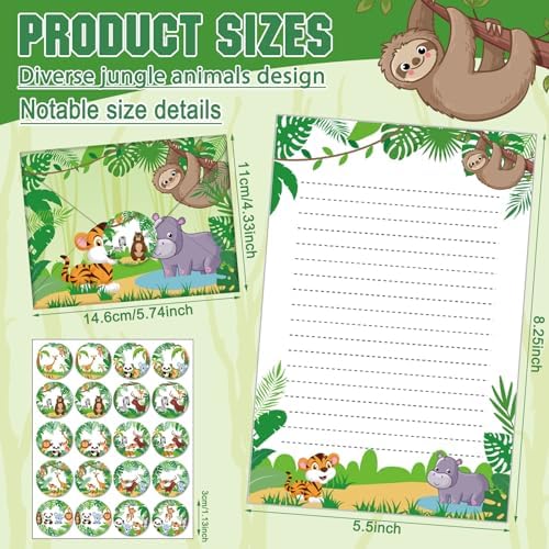 TaoBary 160 Pcs Safari Animal Stationery Paper and Envelopes Set
