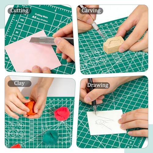 A5 Cutting Mat,8in x 6in Small Self Healing Sewing Mat Rotary Cutting Mat Double Sided Thickened Craft Cutting Board for Hobby Fabric Precision Sewing Modeling Quilting Projects,Green