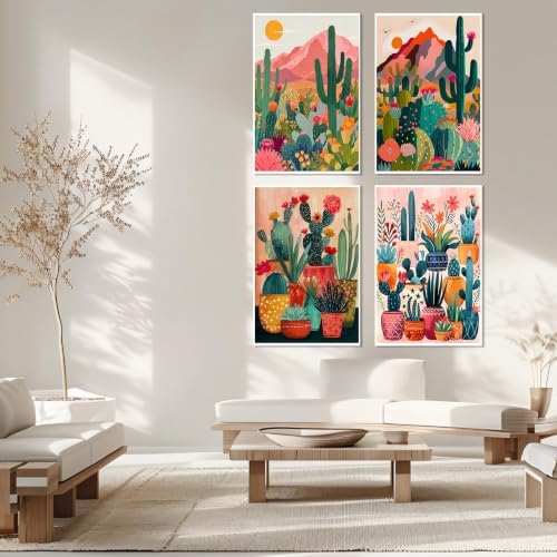 4 Pack Framed Mountain Paint by Numbers Kits for Adults with Easel (8x12in)