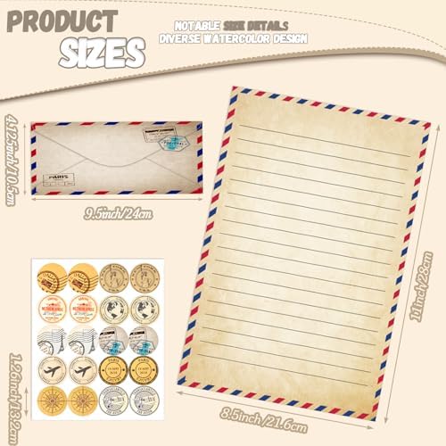 TaoBary 160 Pcs Vintage Travel Stationery Paper and Envelopes Set