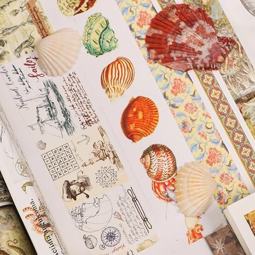 Vintage Washi Tape Set - 24 Rolls Arts Adhesive Tapes Assorted Retro Decorative Masking Tape Sets for Craft, Kids, Scrapbook, DIY, Gift Wrapping (3-Ocean Odyssey)