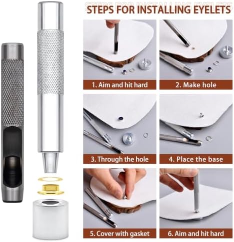 SEMINI 100 Sets 12mm Gold Grommet Eyelet Kit for Fabric Leather Crafts