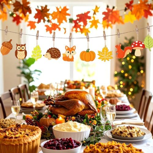 80PCS Wooden Fall Ornaments to Paint Thanksgiving Decorations, 10 Styles DIY Blank Autumn Unfinished Wood Maple Leaves Turkey Pumpkin Halloween Cutouts Ornament for Crafts Birthday Party Gifts Hanging