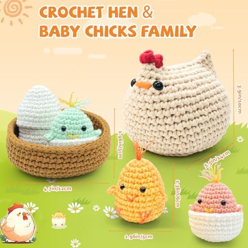 SGIBYN Crochet Kit for Beginners, Chicken Animals Amigurumi Set with Video