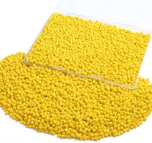 ZHIYUXI 3000Pcs 4mm Yellow Glass Seed Beads for Jewelry Making