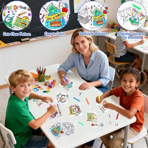 24 Sets Back to School Crafts for Kids Ages 4-8, DIY First Day of School Arts Kits Puzzle Book Glasses Apple Pencil, Christian Gifts for Classroom Activities, Party Favors, Coloring Game Bulk Supplies
