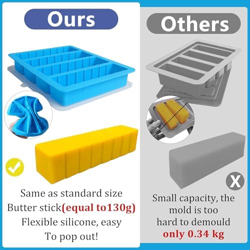 Sidosir 2PCS Butter Silicone Mold with Lid, Non-Stick Butter Mold Tray with Measurements for Homemade Butter, Butters Mold for Chocolate Making and Cakes Baking