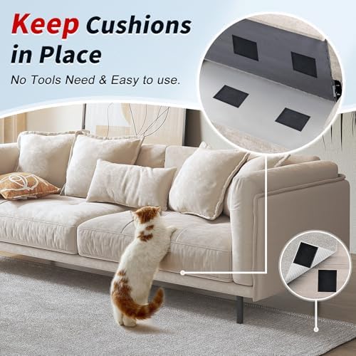 4 Inch x 20Feet Hook and Loop Strips with Adhesive,Keep Couch Cushions from Sliding, Picture Wall Hanging, No Punching Wall Mounting, Keep Your Carpet Rugs in Place