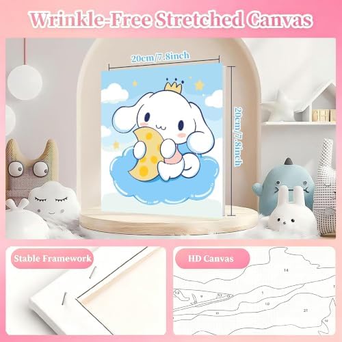 LWZAYS 4 Pack Cartoon Paint by Number for Kids with Wooden Frame-Paint by Numbers for Kids Ages 4-8-12, DIY Paints with Numbers Easy Acrylic Oil Painting Kits for Home Wall Decor (8X8inch) 4.0
