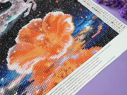 QYLTHRA 5D Full Drill Diamond Painting Kit for Adults & Beginners, DIY Crystal Deer Diamond Art Kit with Fantasy Starry Sky, Golden Flowers & Water Ripples, Home Wall Decor & Gift, 14 x 14 Inches
