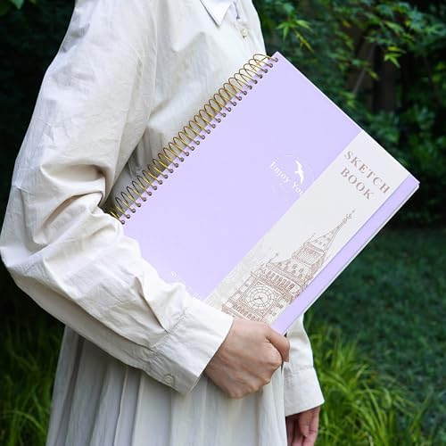 FLYING EAGLE Hardcover Sketchbook for Drawing 8.5 x 11 Spiral Sketch Book for Adults Women Kids with 100gsm 68lb 120 Sheets Premium Paper Sketch Pad for Drawing Books Notebook Art Supplies, Purple | 120 Sheets, 100gsm 68lb, Purple Large Spiral Bound Sk...
