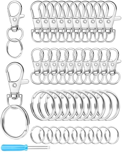 FIVEIZERO 60PCS Keychain Clips and Key Rings Kit, Swivel Snap Hooks for DIY
