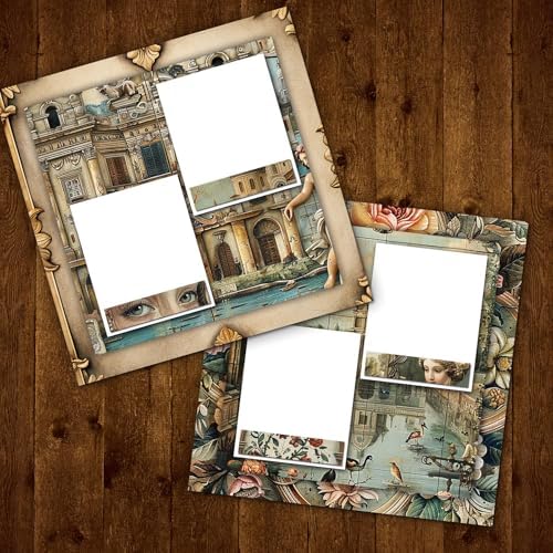 48 Sheets Vintage Baroque Scrapbook Paper,Vintage Pattern Decorative Scrapbook for Junk Journals DIY Cards and Photo Albums, Aesthetic Craft Supplies