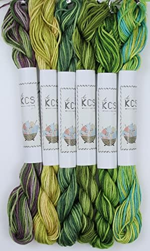 KCS Big skeins of 25 Meters Size 25 Color Variegated Cross Stitch Stranded Threads,6 skeins,18