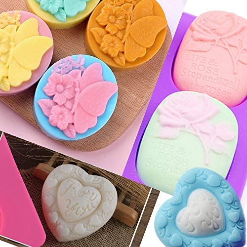 3 Pack Silicone Soap Molds, 6 Cavities, Mixed Patterns, BPA Free, Easy Release