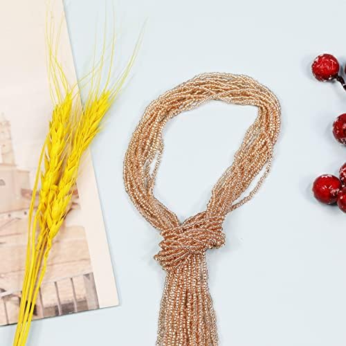 11/0 Glass Silver Lined Seed Beads Hanks (3 Meters, 6000pcs), Champagne Sliver Lined Seed Beads Strand (9 Meters)