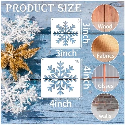30 Pieces Christmas Snowflake Stencil Reusable Plastic Drawing Painting Stencil Winter Holiday Templates Stencils for Crafts Window Glass Wall Cookies (30 Snowflakes)
