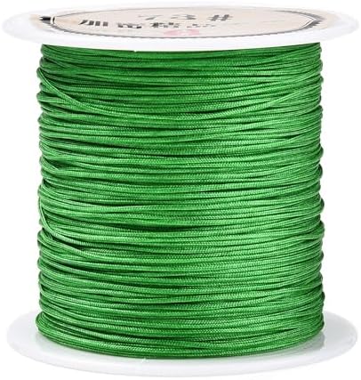 Nylon String for Bracelets, 0.6mm Nylon Cord Nylon Beading Thread 43 Yards Friendship Bracelet String Chinese Knotting Cord for Kumihimo Necklaces Tassels Jewelry Crafts (Lime Green)