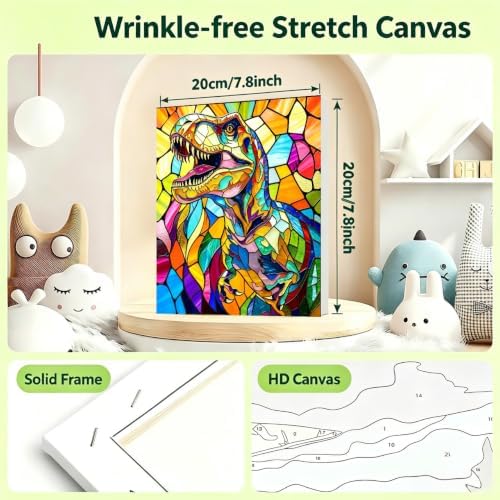 Tabszca 4 Pack Animals Paint by Numbers Kit for Kids with Frame 8x8 Inch