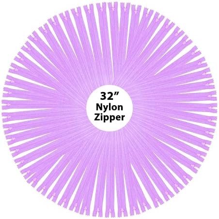 Mandala Crafts 40 PCs Lilac Closed-End 32 Inches Nylon Zippers for Sewing