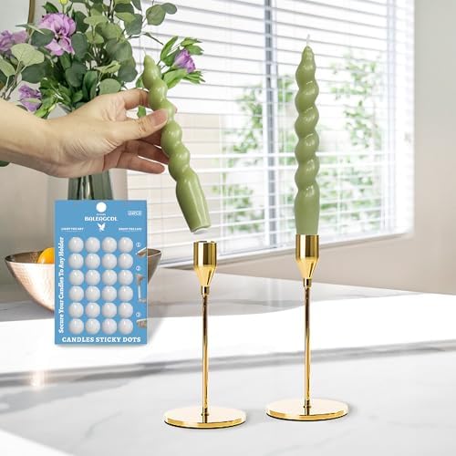 Taper Candle Sticky Dots - White Wax Candle Adhesive Dots - Unscented Cire Adhesive for Secure Candle Placement - Easy Clean and Traceless for DIY Projects - Pack of 24