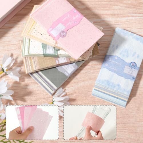 300 Sheets Scrapbook Paper Kit, 6 Color Assorted Textured Handmade Craft Special Papers, DIY Craft Accessories for Junk Journal Bullet Journal Card Making Scrapbooking and Creative Decoration