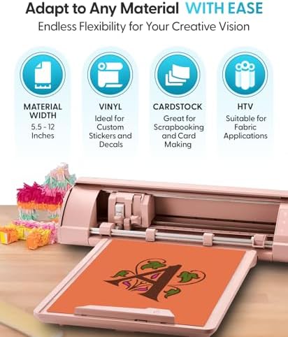 Silhouette America Cameo 5 Alpha (α) - Smart Cutting Machine for Print & Cut - Quiet Operation with AutoBlade, Studio Software, Cutting Mat- Vinyl, Paper & Fabric Compatible - Matte Pink